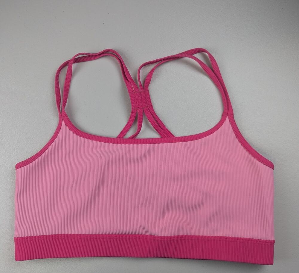 Electric Yoga Sports Bra Hot Pink Strappy Ribbed Low Impact Indie Sleaze XL
